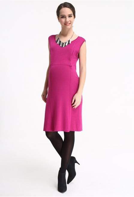 Spring Maternity's Sherry Contract Piping Dress Plum Dresses