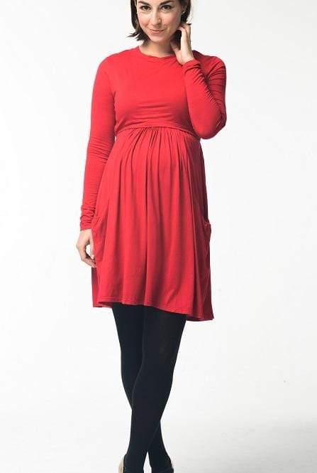 Spring Maternity's Mai High Neck Dress Red Dresses