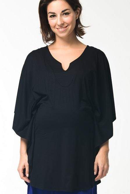 Madeira Y-Neck Maternity Top Black Maternity Tops Maternity Wear Tops Spring Maternity