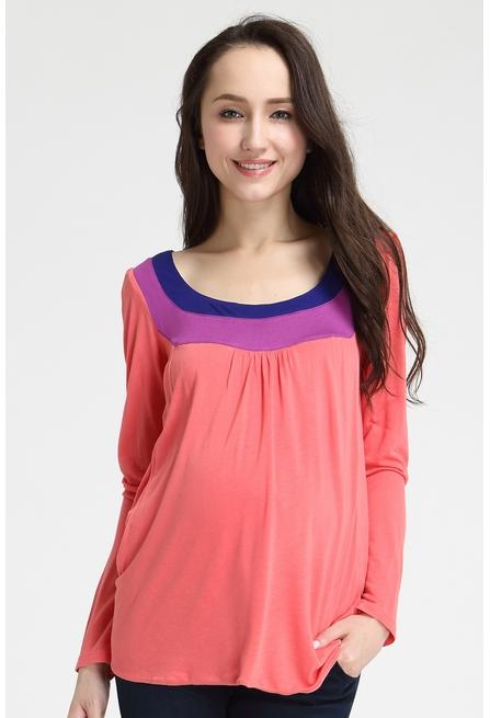 Elena Contrast Neck Maternity Top Magenta Maternity Tops Maternity Wear Tops Spring Maternity