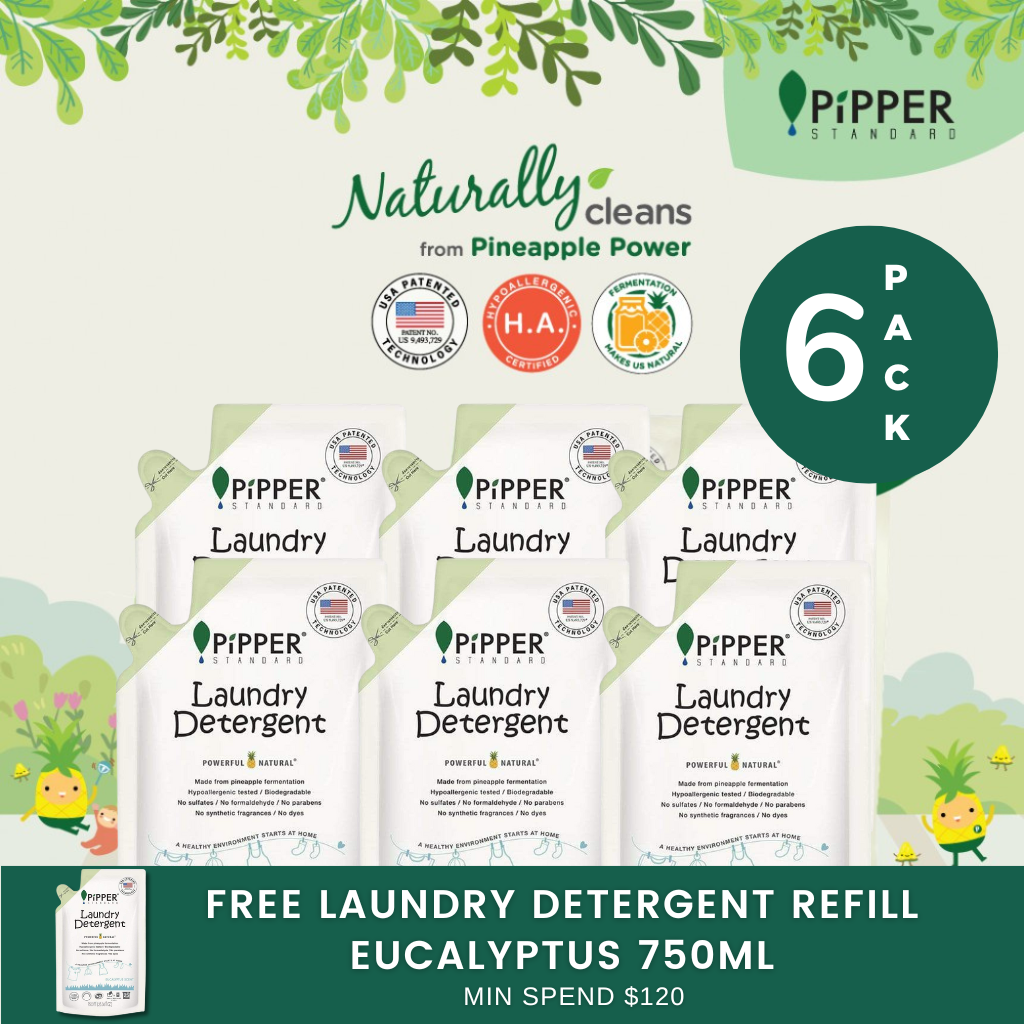 Pipper Standard Laundry Detergent Refill Pack 750ml [6 Packs]