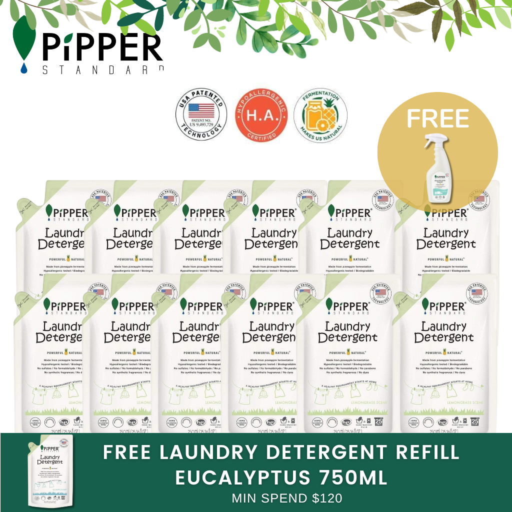 Pipper Standard Laundry Detergent Refill Pack 750ml [12 Packs] + FREE Multi Purpose 500ml