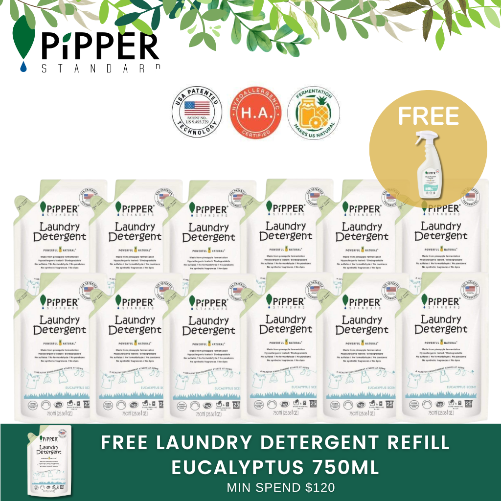 Pipper Standard Laundry Detergent Refill Pack 750ml [12 Packs] + FREE Multi Purpose 500ml