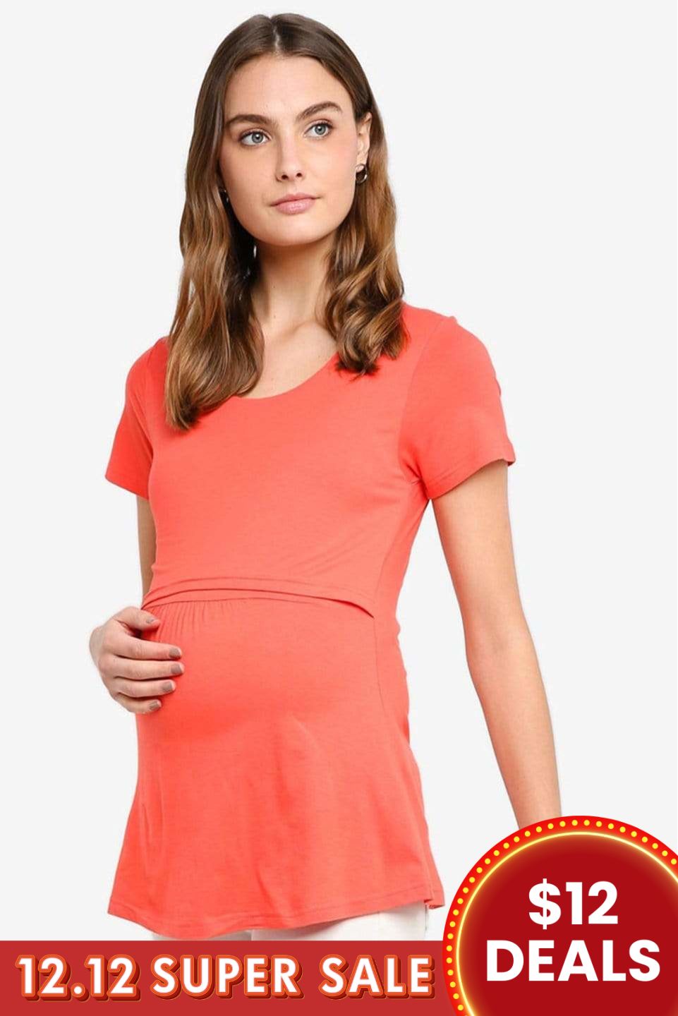 Aggie Empire Top Coral Nursing Top Maternity Wear