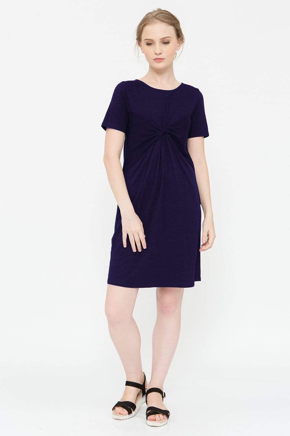 Spring Maternity's Clea Nursing Short Sleeve Nursing Dress Navy Dresses