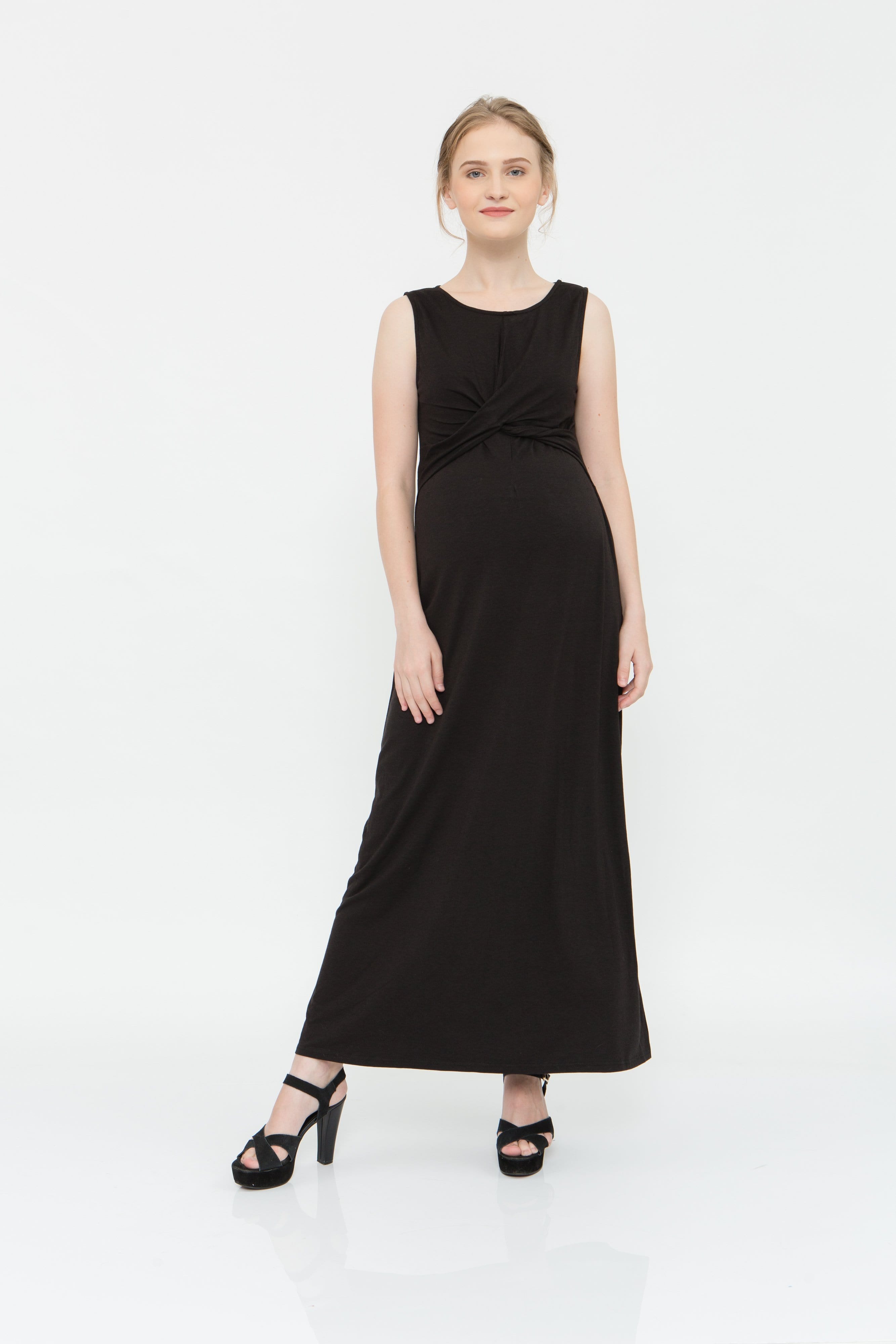 Spring Maternity's Chiyo Nursing Sleeveless Nursing Dress Black Dresses
